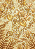 Thumbnail for Golden Ornate Botanical Pattern, 50x70 cm timanttimaalaus – lopullisen kuvion esikatselu