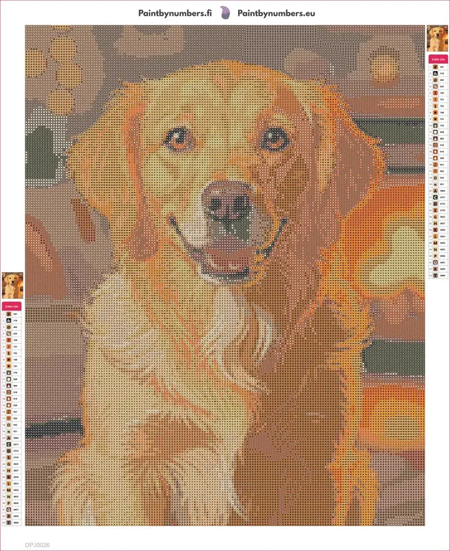Golden Retriever timanttimaalauksen liimapintainen canvas 40x50cm