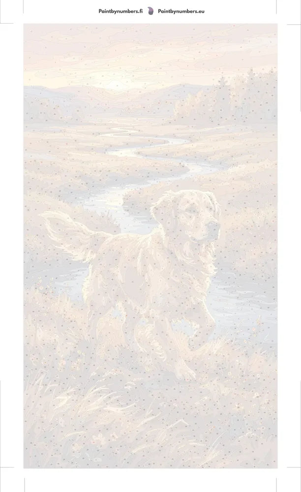 Numeroitu kangas - Golden Retriever in Field 2 40x70cm