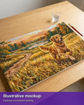 Thumbnail for Valmiin numeromaalauksen havainnekuva - Golden Retriever in Field 70x40cm