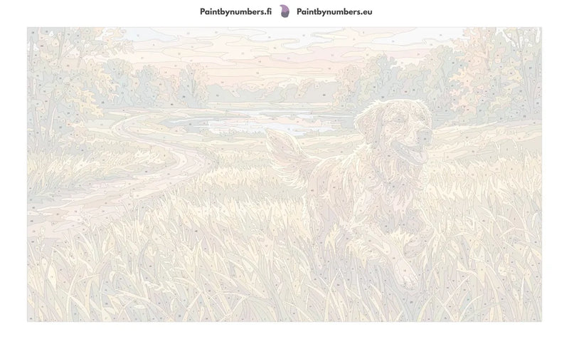 Numeroitu kangas - Golden Retriever in Field 70x40cm