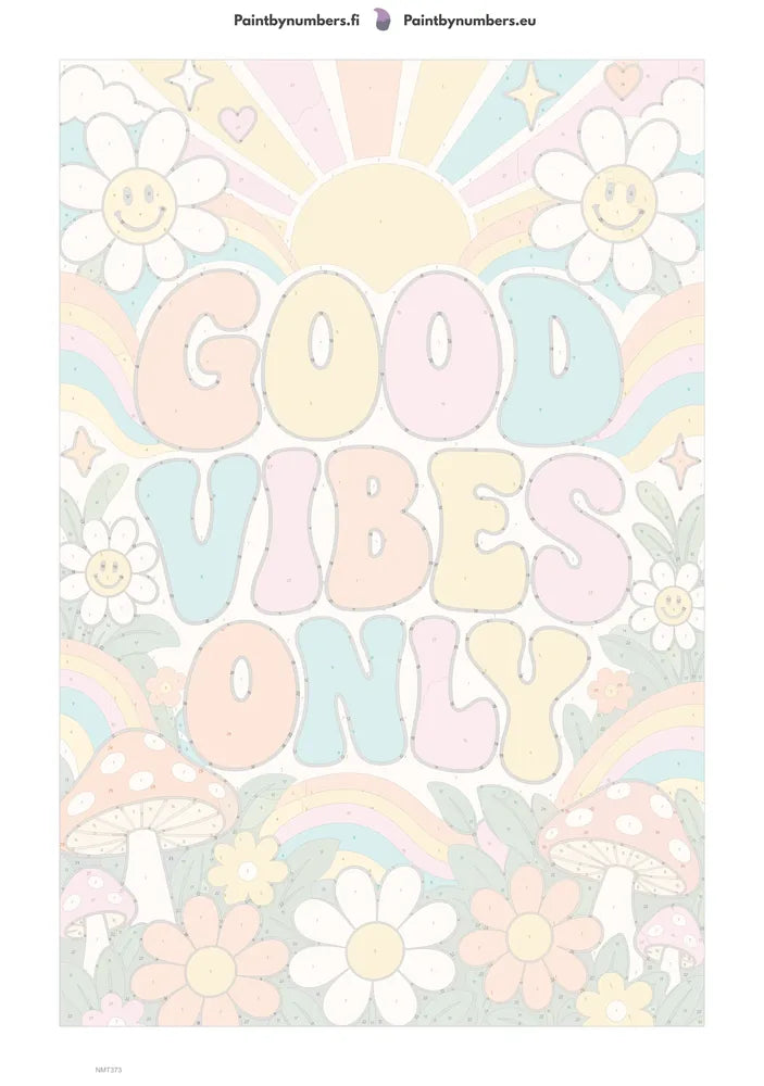 Numeromaalaus: Numeroitu kangas - Good Vibes Only 40x60cm