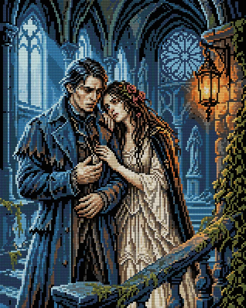 Gothic Lovers in Ruins, 40x50 cm timanttimaalaus – koko kuvion esikatselu ilman lähikuvaa