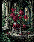 Thumbnail for Gothic Roses and Tulips Arrangement, 40x50 cm timanttimaalaus – koko kuvion esikatselu ilman lähikuvaa