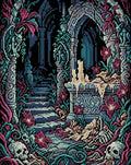 Thumbnail for Gothic Ruins With Skulls And Candles, 40x50 cm timanttimaalaus – koko kuvion esikatselu ilman lähikuvaa