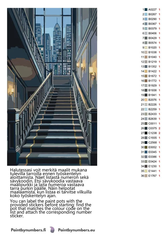Värikartta ja ohjeet - Grand Staircase City View 40x70cm