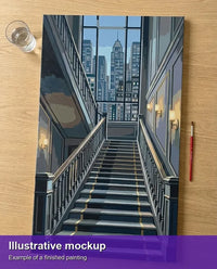Thumbnail for Valmiin numeromaalauksen havainnekuva - Grand Staircase City View 40x70cm