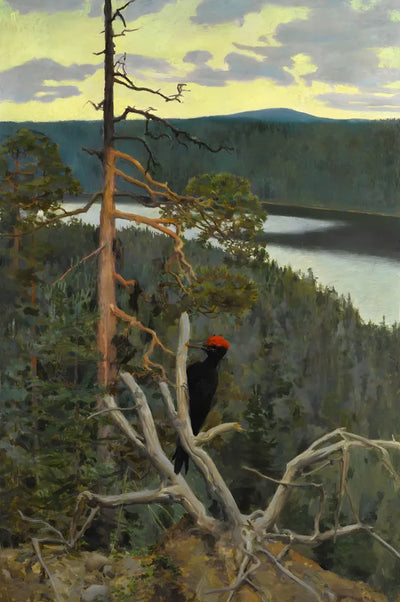 Great Black Woodpecker by Gallen-Kallela, 40x60 cm timanttimaalaus – alkuperäinen kuva, josta kuvio on tehty