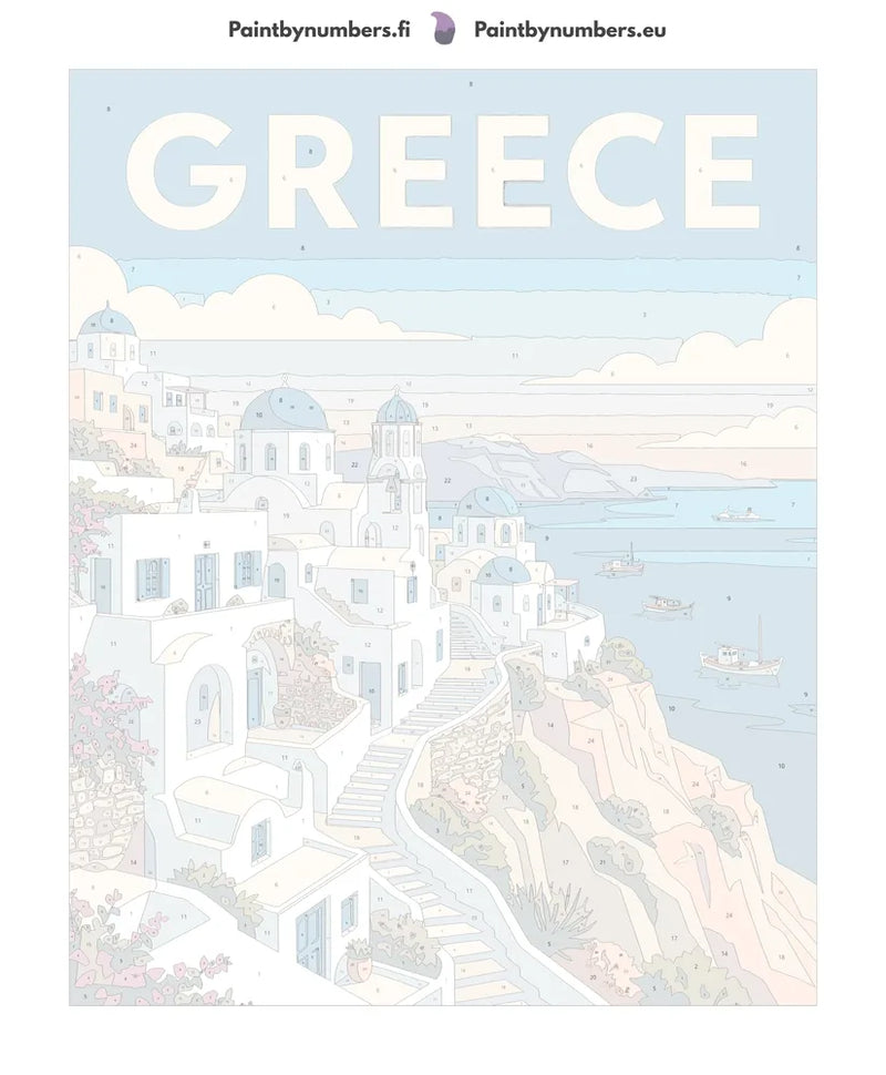 Numeroitu kangas - Greece Travel Poster 40x50cm