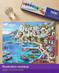 Thumbnail for Valmiin numeromaalauksen havainnekuva - Greek Harbor and Village 50x40cm
