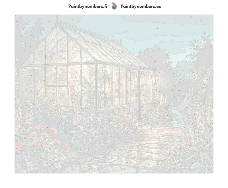 Numeroitu kangas - Greenhouse at Night 2 50x40cm