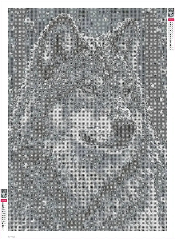 Grey Wolf in Heavy Snowfall timanttimaalauksen liimapintainen canvas 50x70cm