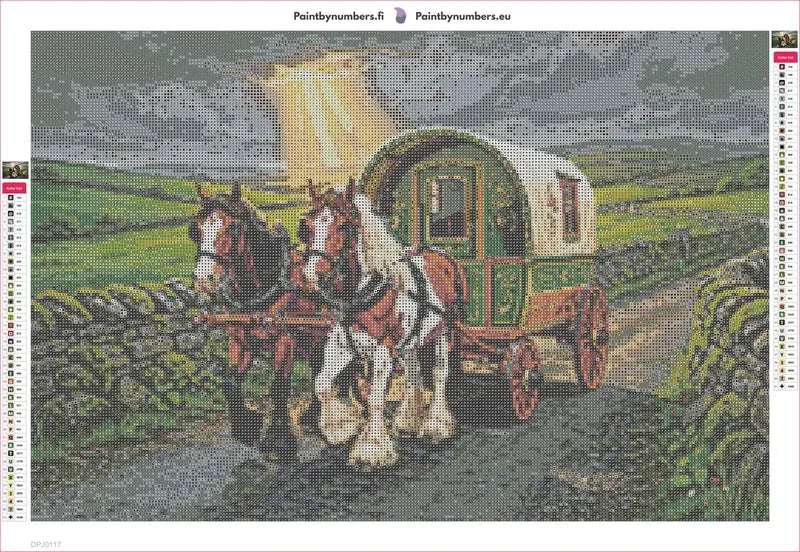 Gypsy Caravan timanttimaalauksen liimapintainen canvas 60x40cm