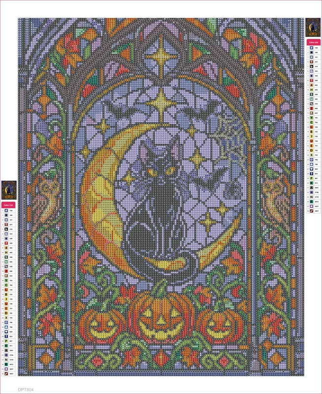 Halloween Stained Glass Window timanttimaalauksen liimapintainen canvas 40x50cm