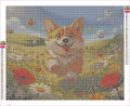 Thumbnail for Happy Corgi in Field timanttimaalauksen liimapintainen canvas 50x40cm