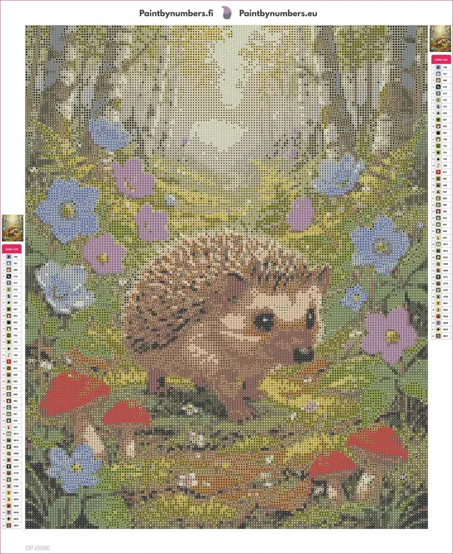 Hedgehog in the Woods timanttimaalauksen liimapintainen canvas 40x50cm