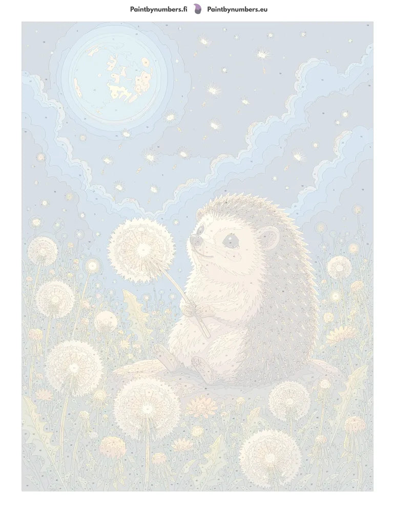 Numeroitu kangas - Hedgehog with Dandelions 60x80cm