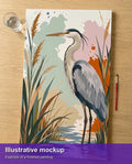Thumbnail for Valmiin numeromaalauksen havainnekuva - Heron in Reeds 40x70cm