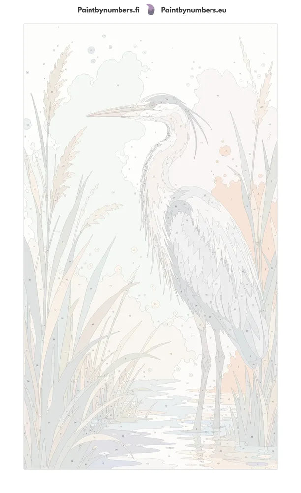 Numeroitu kangas - Heron in Reeds 40x70cm