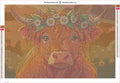 Thumbnail for Highland Cow and Crown timanttimaalauksen liimapintainen canvas 60x40cm