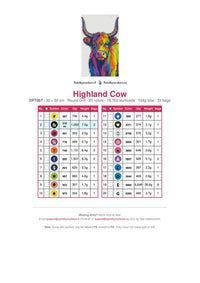 Thumbnail for Highland Cow timanttimaalauksen värikartta – 20 DMC-väriä