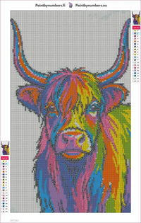 Thumbnail for Highland Cow timanttimaalauksen liimapintainen canvas 30x50cm