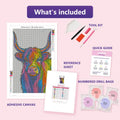 Thumbnail for Highland Cow 30x50cm timanttimaalauspaketin sisalto: liimapintainen canvas, varikartta, tyokalut ja timanttipussit
