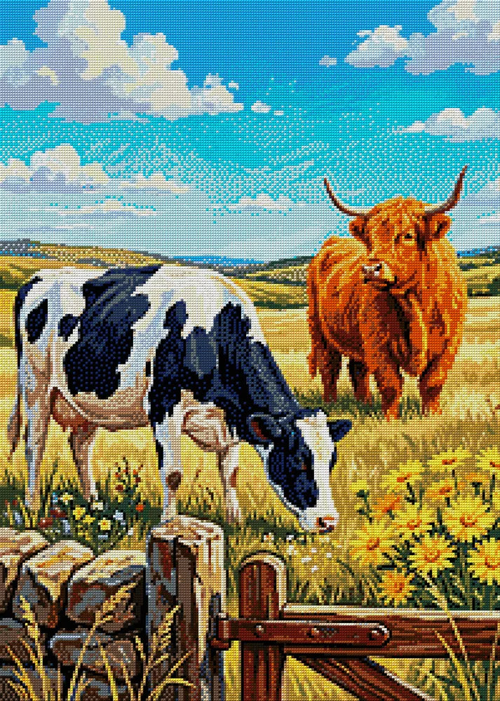 Timanttikuvio - Highland Cow & Holstein