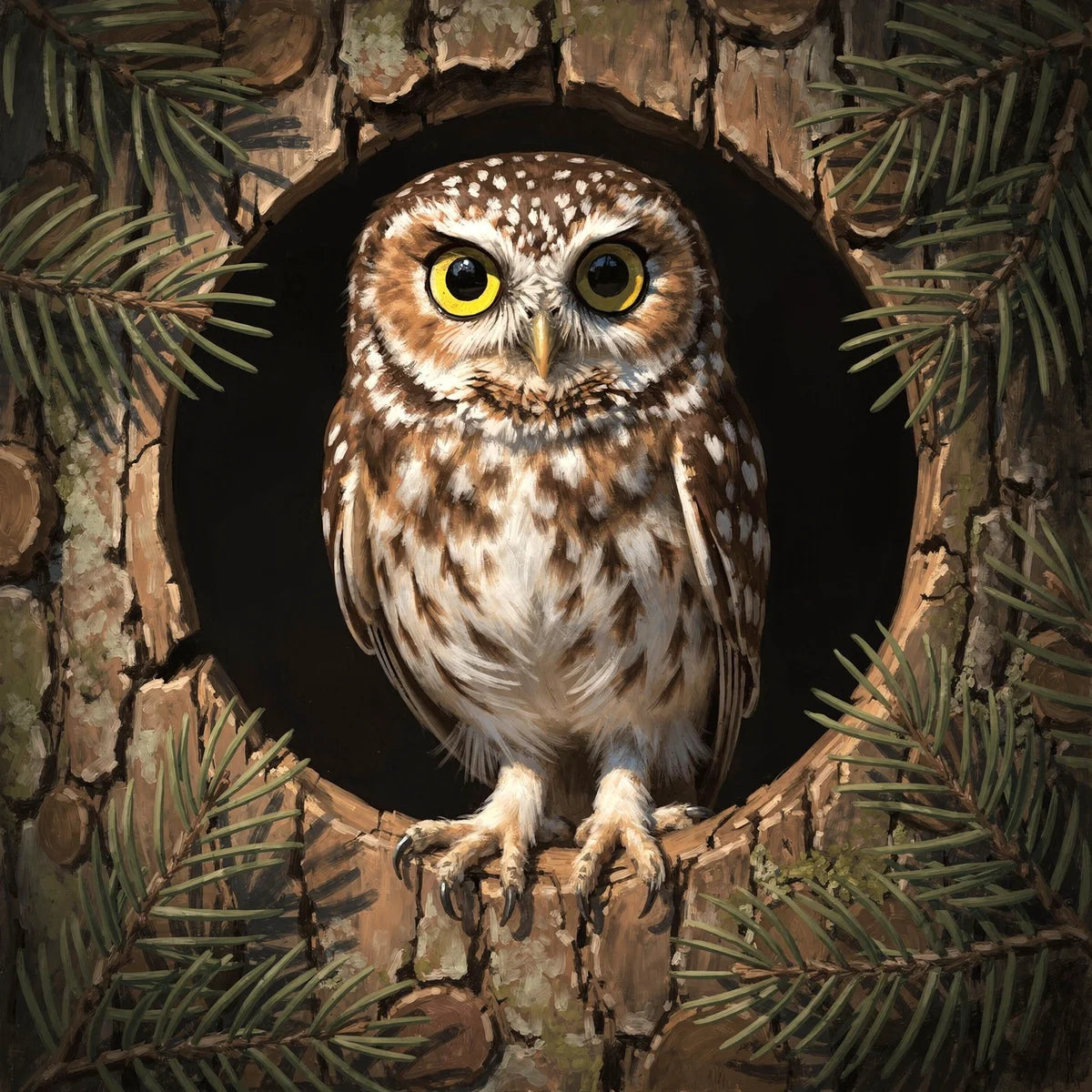 Timanttimaalaus Hollow Tree Owl
