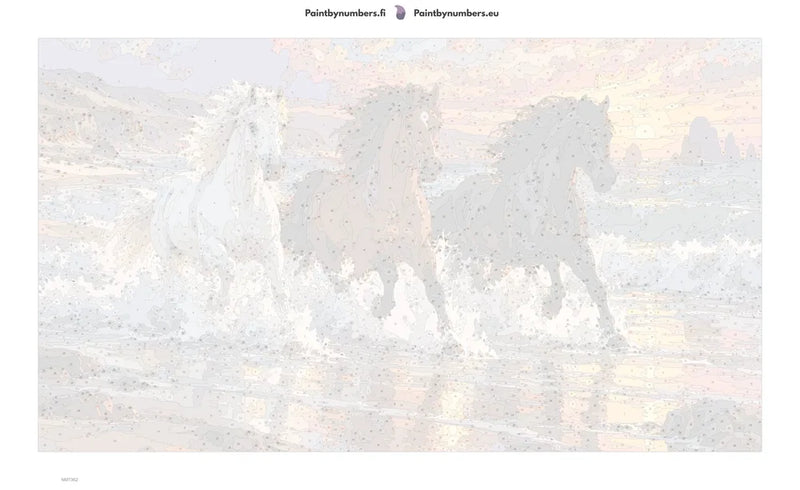 Numeromaalaus: Numeroitu kangas - Horses in the Surf 70x40cm