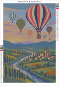 Thumbnail for Hot Air Balloons over the Patchwork Valley timanttimaalauksen liimapintainen canvas 40x60cm