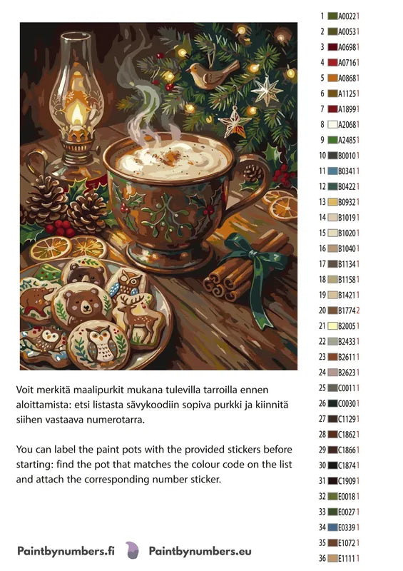 Värikartta ja ohjeet - Hot Chocolate and Christmas Cookies 40x50cm
