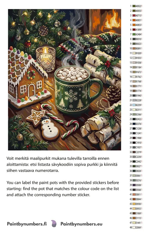 Värikartta ja ohjeet - Hot Chocolate and Gingerbread 40x50cm