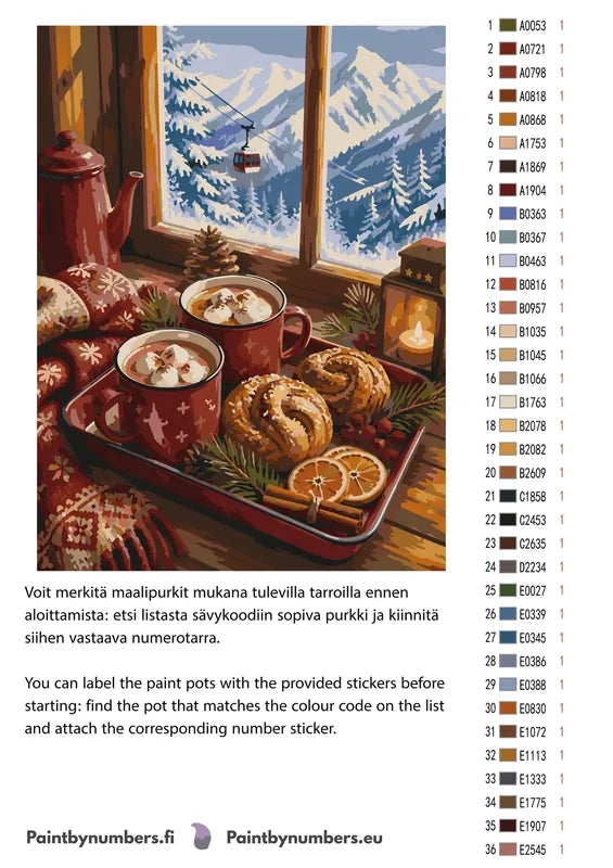 Värikartta ja ohjeet - Hot Chocolate and Pastries 30x40cm