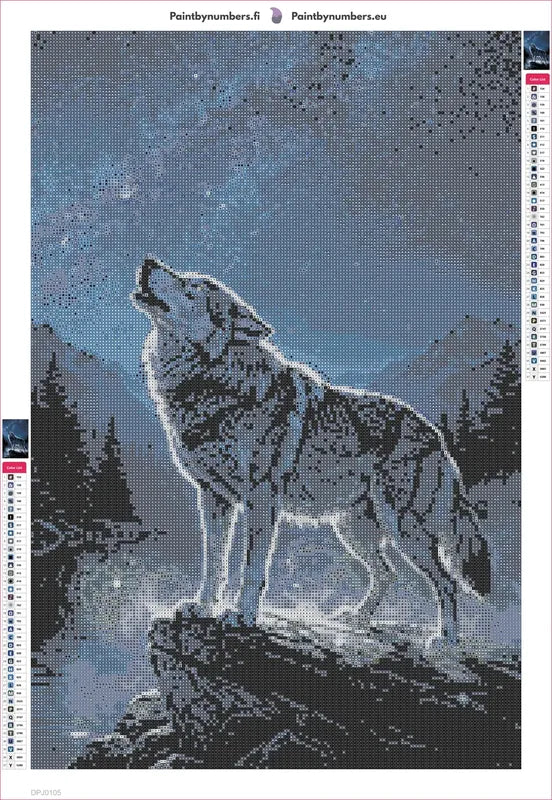 Howling the Moon timanttimaalauksen liimapintainen canvas 40x60cm