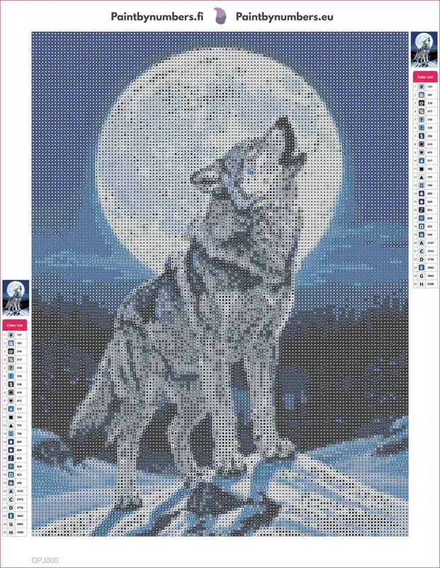 Howling Wolf timanttimaalauksen liimapintainen canvas 30x40cm