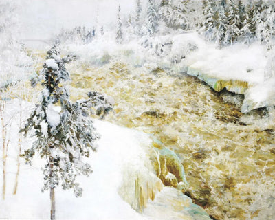 Imatra Falls in Snow by Gallen-Kallela, 50x40 cm timanttimaalaus – alkuperäinen kuva, josta kuvio on tehty