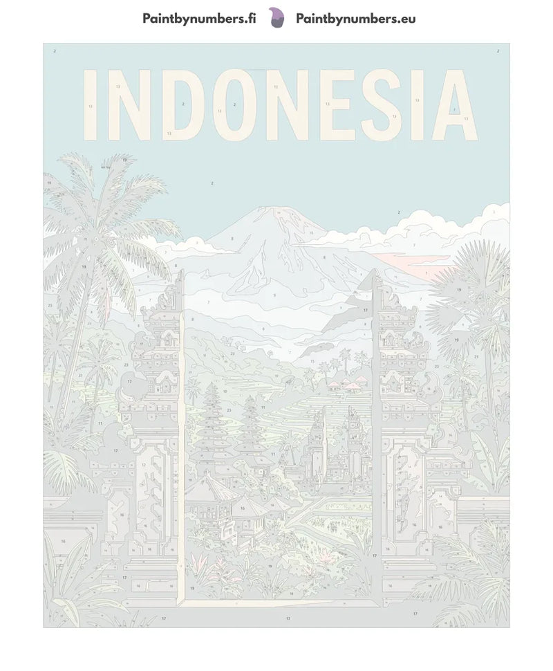 Numeroitu kangas - Indonesia Travel Poster 40x50cm