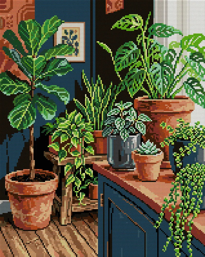 Indoor Greenery Collection, 40x50 cm timanttimaalaus – koko kuvion esikatselu ilman lähikuvaa