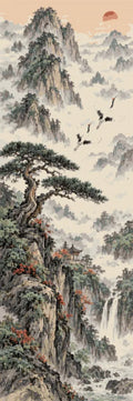 Thumbnail for Ink Cranes Scroll, 40x120 cm timanttimaalaus – lopullisen kuvion esikatselu