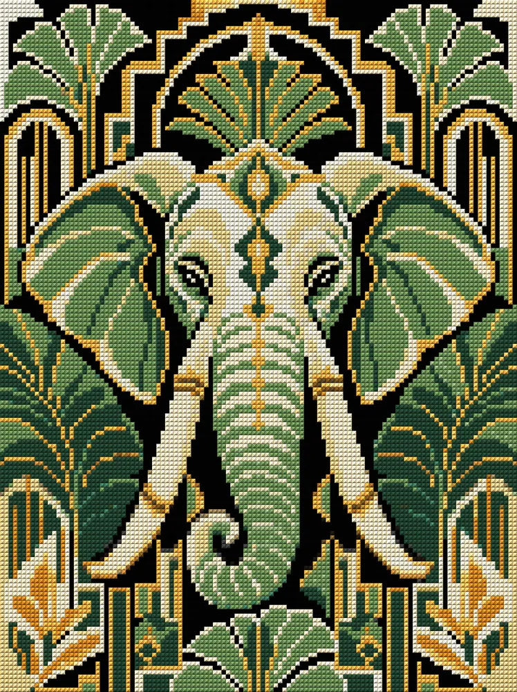 Ivory Trunk Art Deco, 30x40 cm timanttimaalaus – koko kuvion esikatselu ilman lähikuvaa