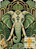 Thumbnail for Ivory Trunk Art Deco, 30x40 cm timanttimaalaus – lopullisen kuvion esikatselu ja lähikuva neliönmuotoisista timanteista