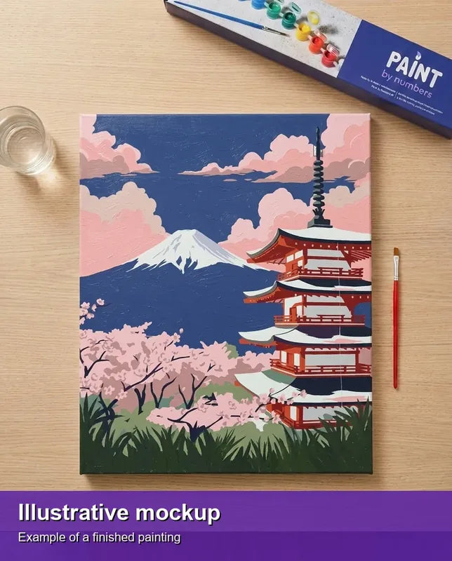 Valmiin numeromaalauksen havainnekuva - Japan Travel Poster 40x50cm