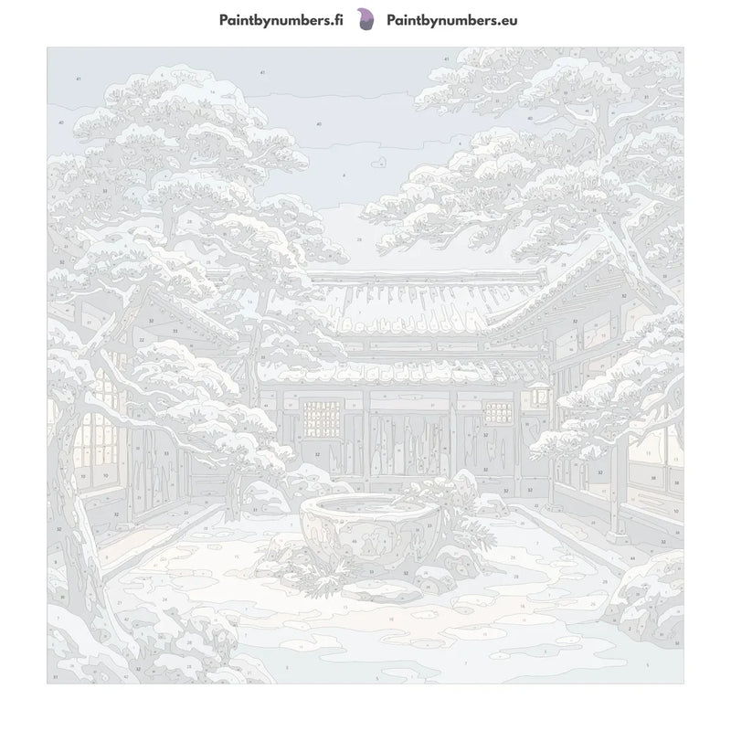 Numeroitu kangas - Japanese Courtyard in Snow 50x50cm
