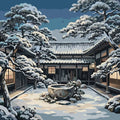 Thumbnail for Japanilainen piha lumisessa yössä numeromaalaus.