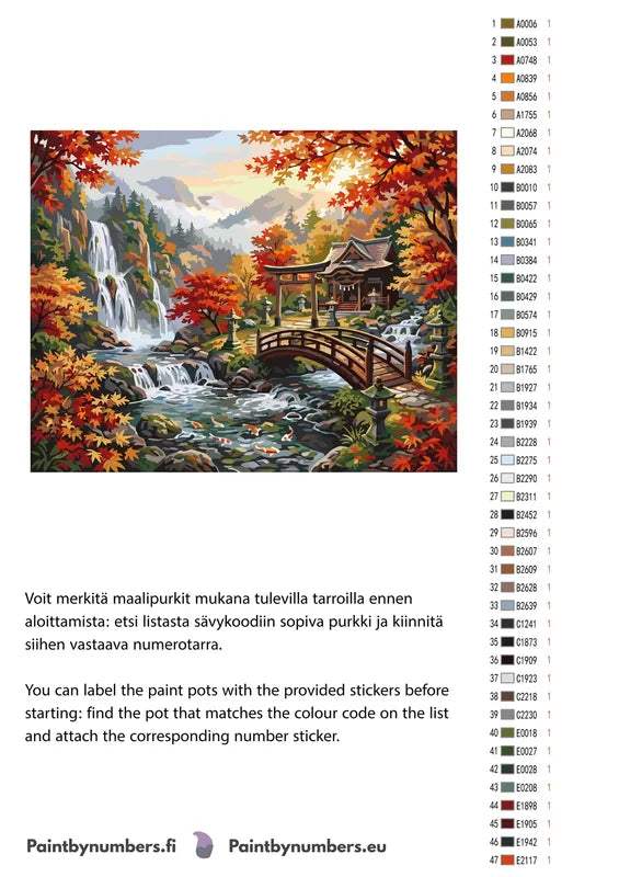 Värikartta ja ohjeet - Japanese Garden in Autumn 50x40cm