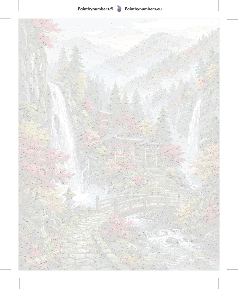 Numeroitu kangas - Japanese Garden with Waterfalls 40x50cm