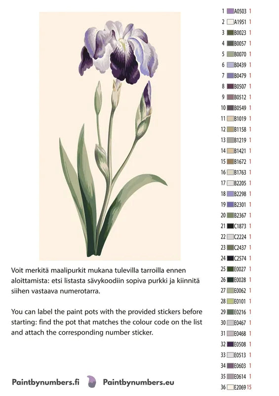Värikartta ja ohjeet - Japanese Iris Large Blue Iris 40x70cm
