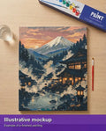 Thumbnail for Valmiin numeromaalauksen havainnekuva - Japanese Onsen and Mountain 40x50cm