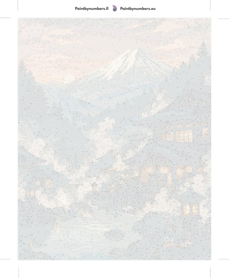 Numeroitu kangas - Japanese Onsen and Mountain 40x50cm